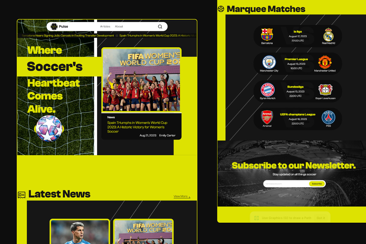 Pulse - Sports Blog Framer Template, a Landing Page Template by THdesign (Photo 1 of 3)