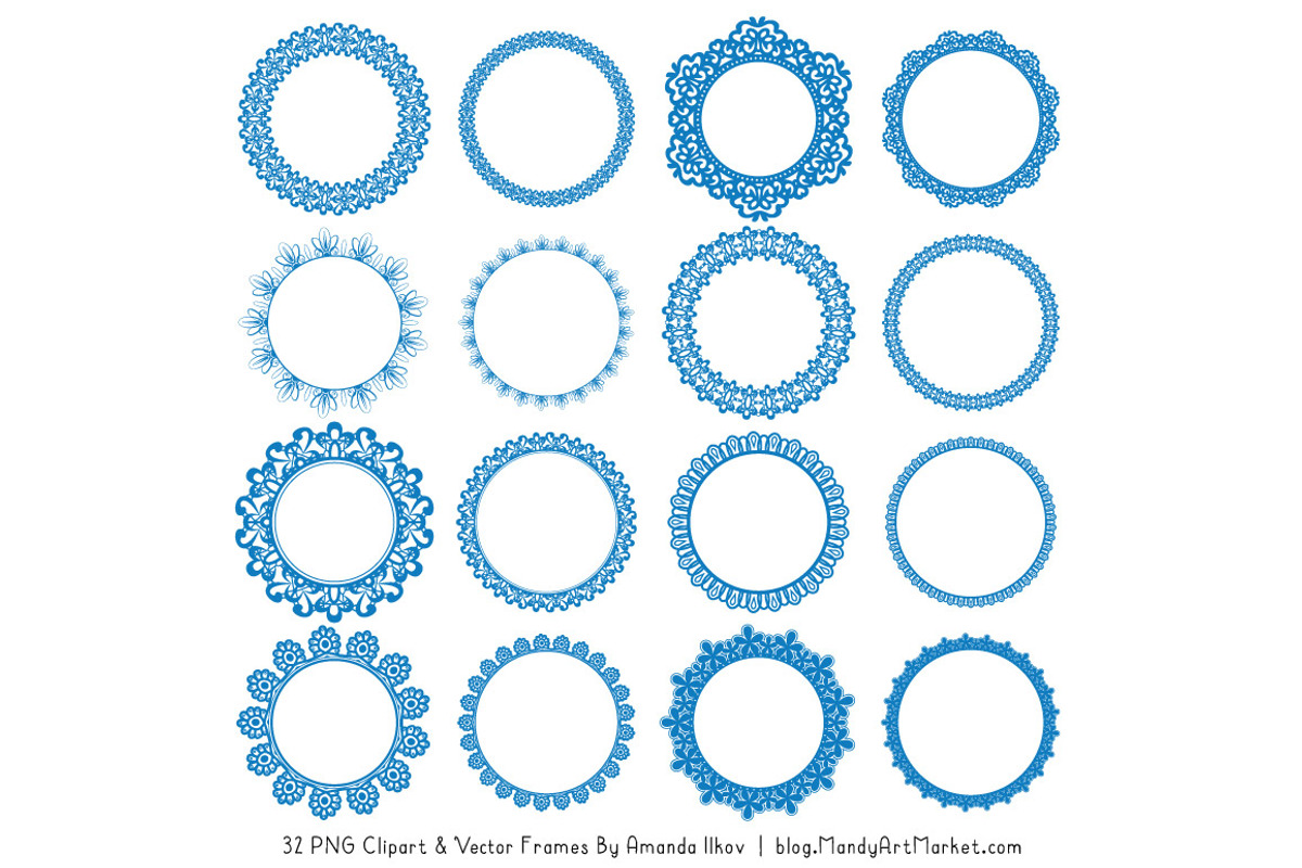 Blue Round Lace Frames, an Illustration by Amanda Ilkov (Photo 3 of 5)