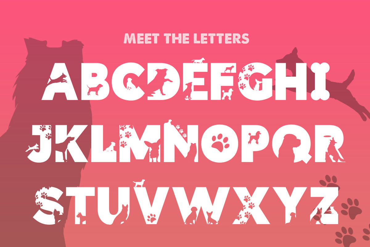 Doggies Silhouette Font preview 2