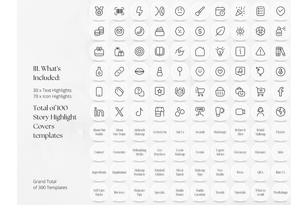 300 Beige MakeUp Social Media BUNDLE, a Social Media Template by PatternLab. (Photo 4 of 9)