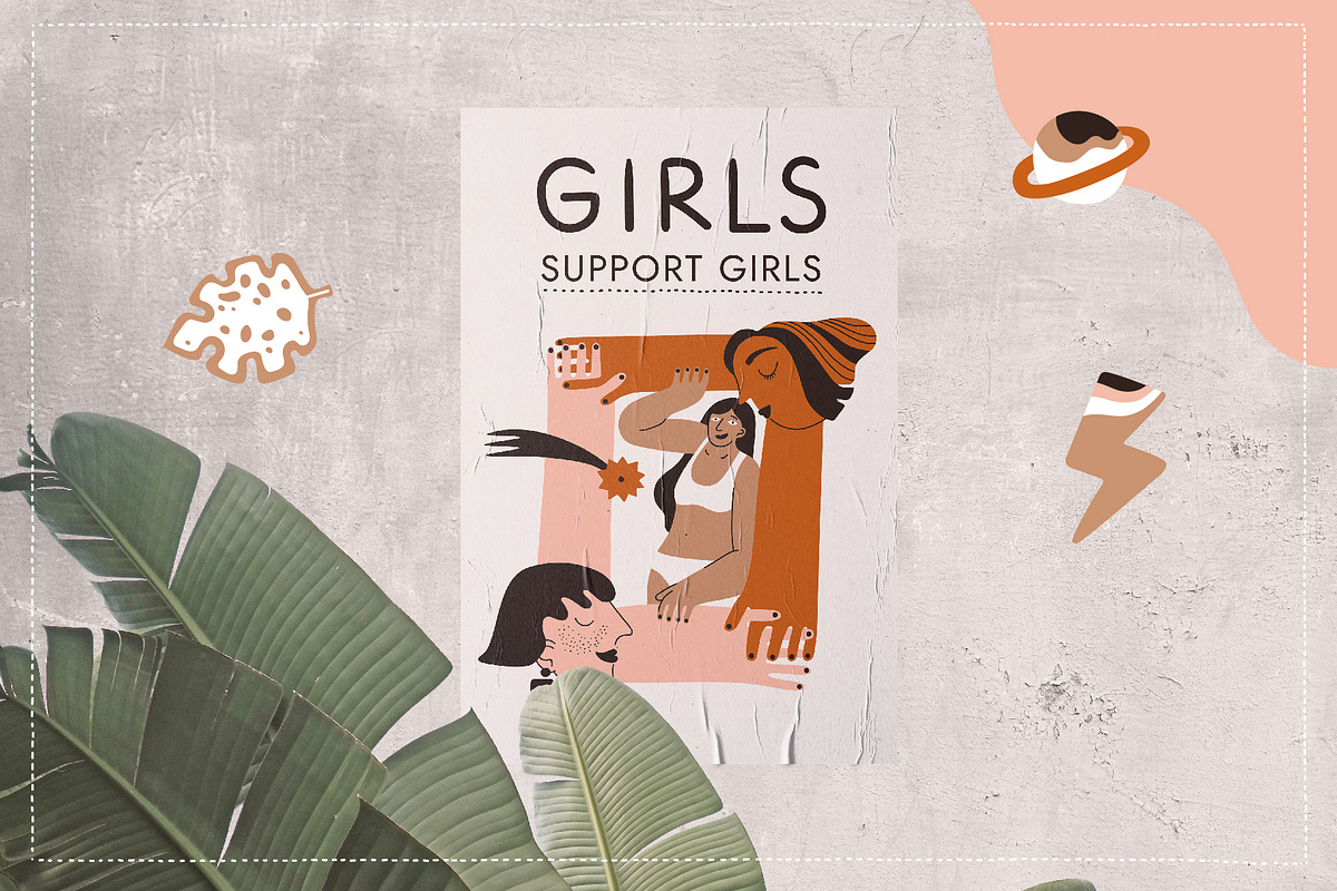 Girls support. Illustration set., an Object Graphic by anna khramtsova (Photo 7 of 10)