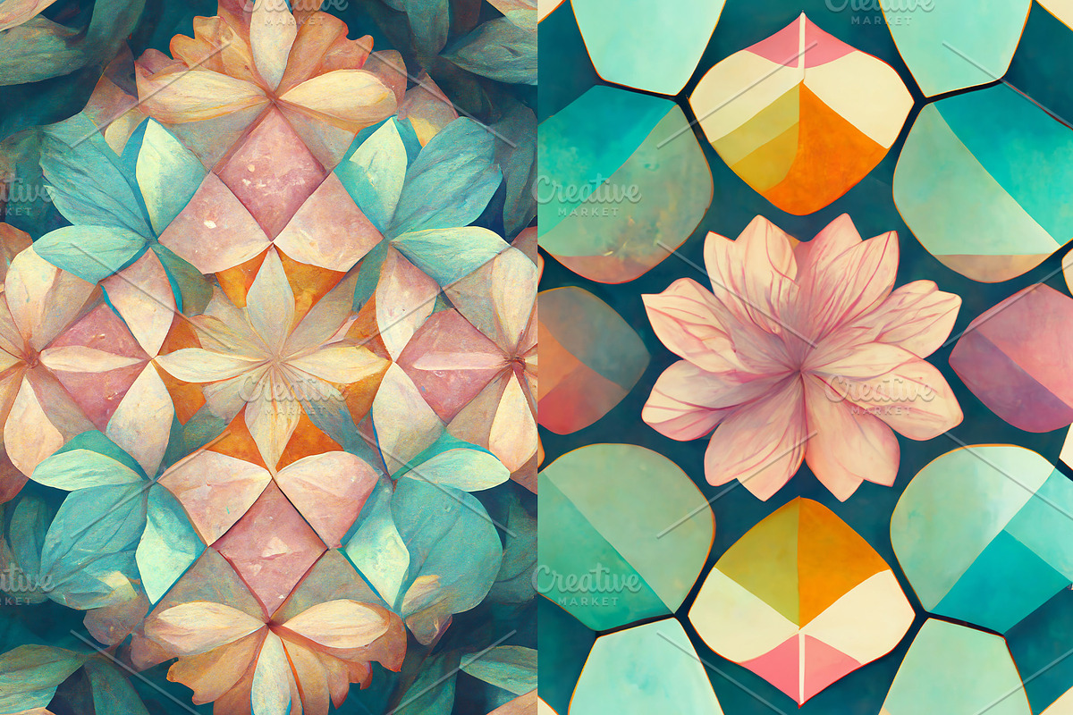 Summer kaleidoscope background set, a Texture Graphic by Olha Klein (Photo 6 of 6)