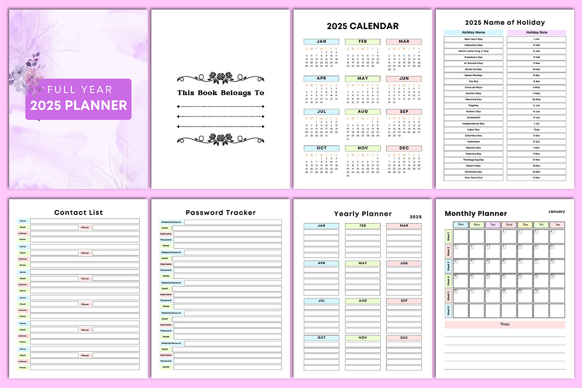 Full Year 2025 Dated Planner, a Stationery Template by Designmela01 (Photo 2 of 5)