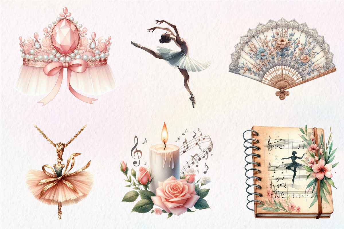 Watercolor Ballet Whisper Clipart, an Illustration by CreationArt (Photo 3 of 5)
