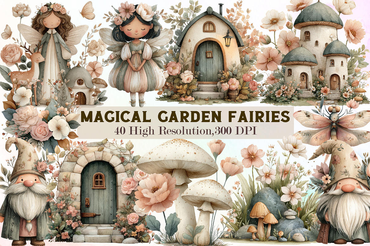 Magical Garden Fairies Clipart, an Illustration by Sublimation Artist (Photo 1 of 7)