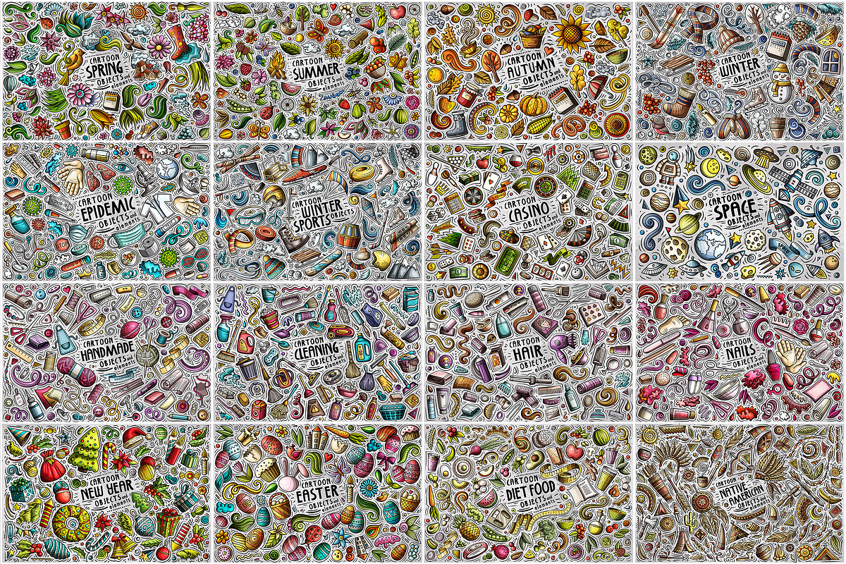 -80% Cartoon Doodle Clipart Bundle 1, a Decorative Illustration by BALABOLKA (Photo 2 of 18)