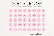 Bright Pink Socil Media Icon Bundle, a Solid Icon by Indie Grace Design (Thumbnail 1 of 2)
