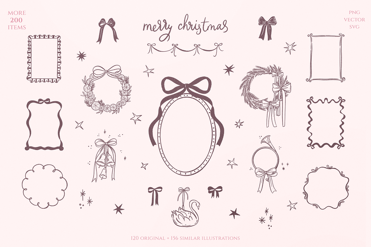Christmas Hand Drawn Line Art, a Seasonal Illustration by Summer Nightingale Art (Photo 1 of 19)