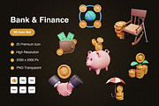 Bank & Finance 3D Icons Set, an Object 3D Model by Kmg Design (Thumbnail 1 of 3)