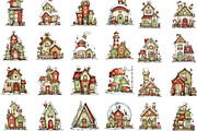 Whimsical Christmas House Clipart, an Illustration by Designking (Thumbnail 2 of 5)