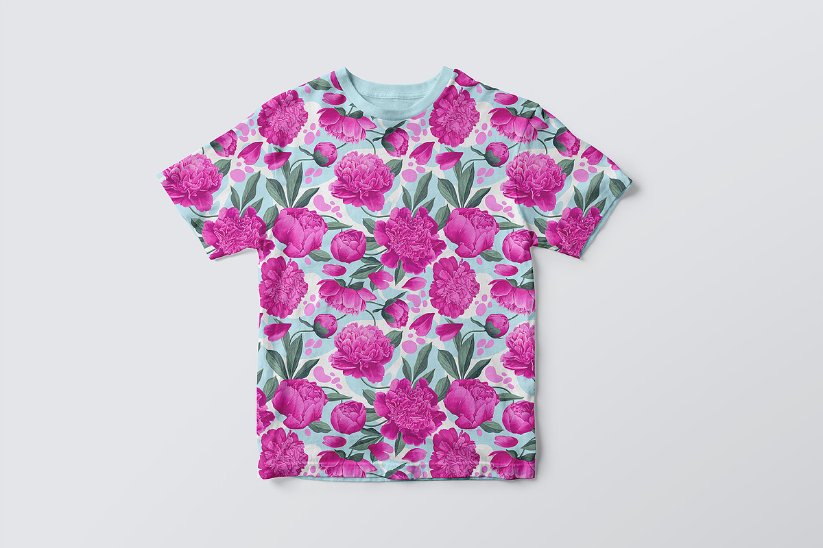 Pink Peonies & Splashes Pattern, a Pattern Graphic by MarynaPetrovska (Photo 11 of 12)