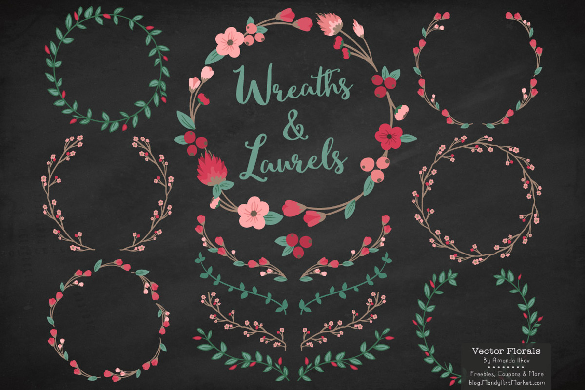 Rose Garden Vector Flower Wreaths, an Illustration by Amanda Ilkov (Photo 2 of 3)