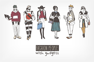 Fashion people using gadgets, a Person Illustration by Good Studio