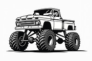 Monster Truck Line Art Bundle, an Illustration by Designs_River (Thumbnail 9 of 9)