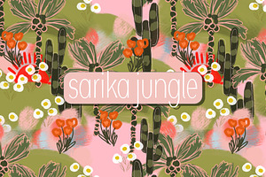 Multicoloured cactus palms pattern