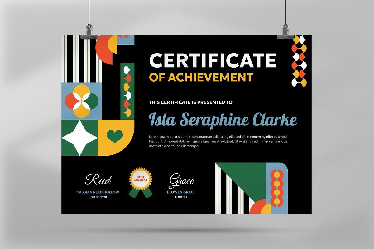 Geo Line Certificate Design, a Stationery Template by Annora Studio (Photo 4 of 6)