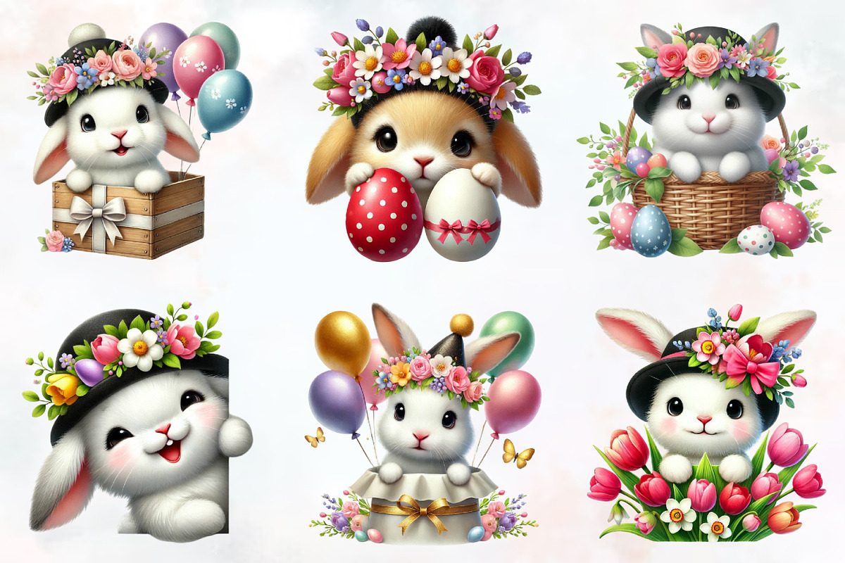 Easter day bunny peeking clipart, an Illustration by RobertsArt (Photo 7 of 7)