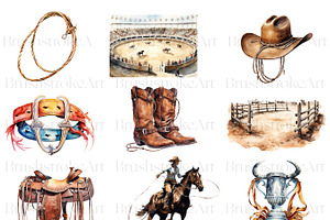 Watercolor Cowboy Clipart, Wild West