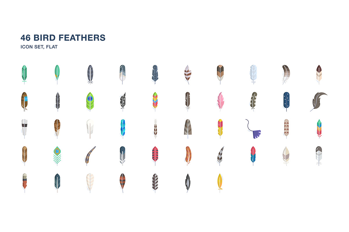 Bird feathers icon set, an Icon by Icongeek26 (Photo 5 of 6)
