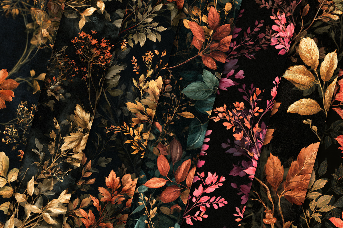 Dark Aesthetic Leaves Seamless, a Pattern Graphic by Black Bird Studio (Photo 2 of 6)