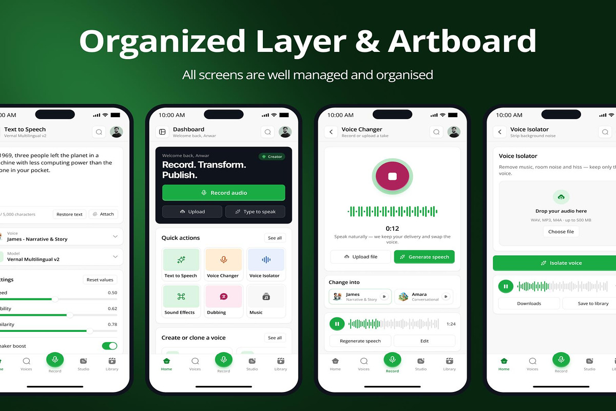 AI Voice Intelligence Mobile App UI, an UI Kit Template by Lumina_ui_ux202 (Photo 2 of 6)