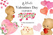 Watercolor Valentines Day Clipart, an Illustration by NancyDzines (Thumbnail 1 of 4)