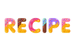 Donut cartoon recipe biscuit letters, a Templates & Theme by IMG Visuals