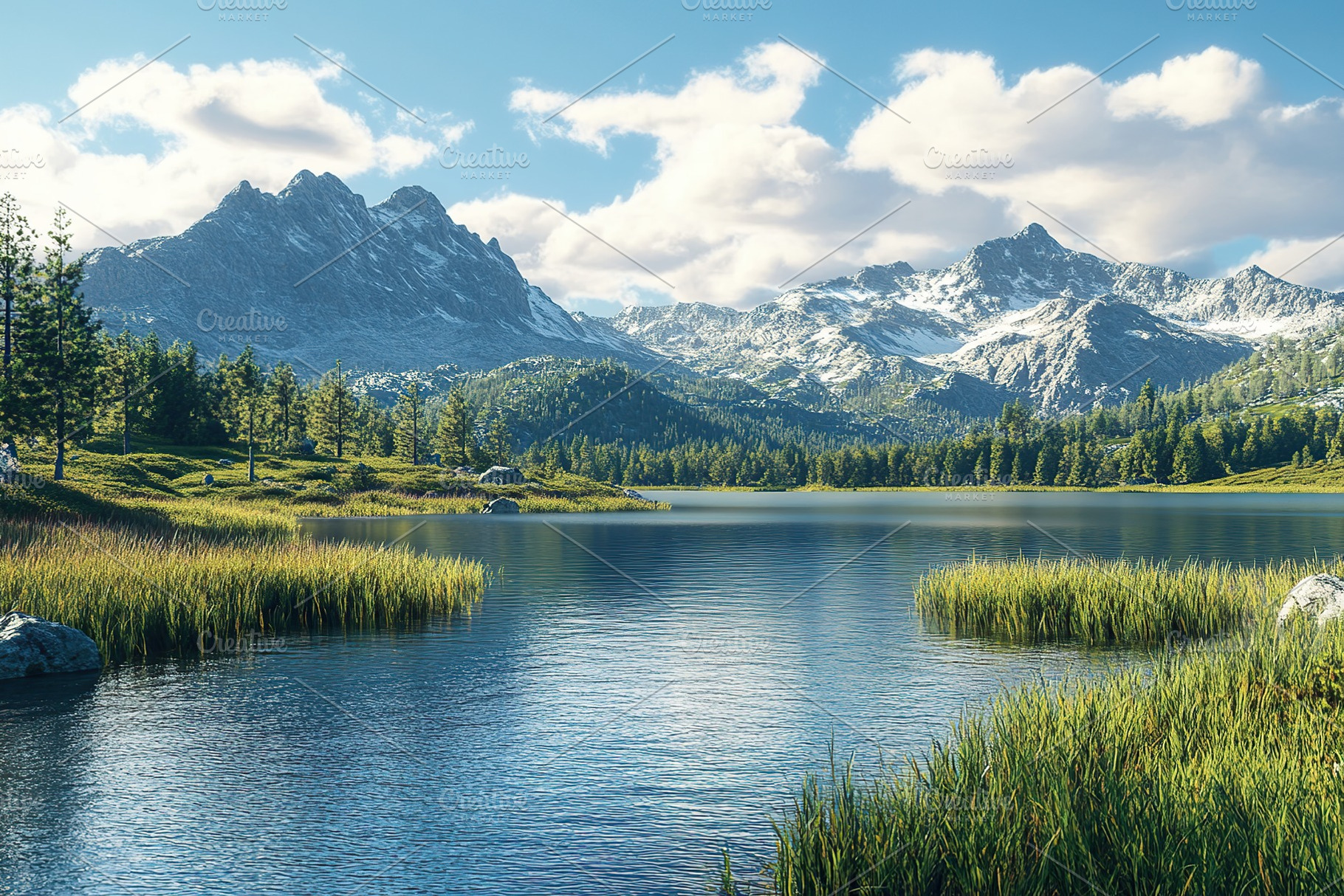 National park with lake on mountain background, a Nature Photo by AlyaAnd
