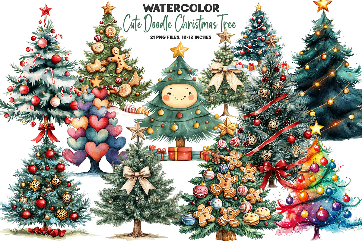 Cute Doodle Christmas Tree Sublimati, an Illustration by DreamArtGraphic (Photo 1 of 5)