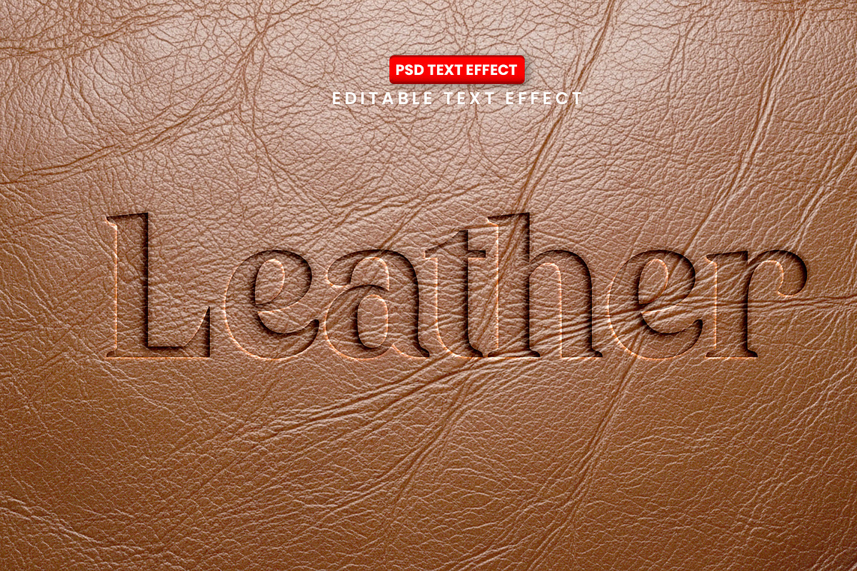 Premium Leather Text Effect One in 4, a Layer Style Add-On by Design Fly (Photo 3 of 4)