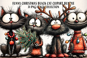 Quirky Christmas Black Cat Clipart, an Illustration by Dream Creation (Thumbnail 1 of 7)