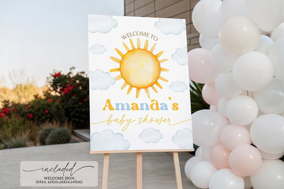 Sun Welcome Sign for Baby Shower, a Templates & Theme by VeliusCreativeStudio (Photo 2 of 3)