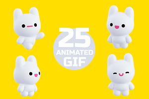 Gif animation kawaii character set