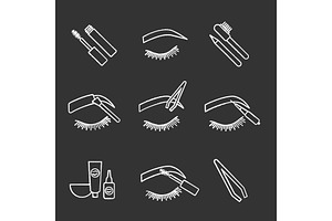 Eyebrows Shaping Chalk Icons Set