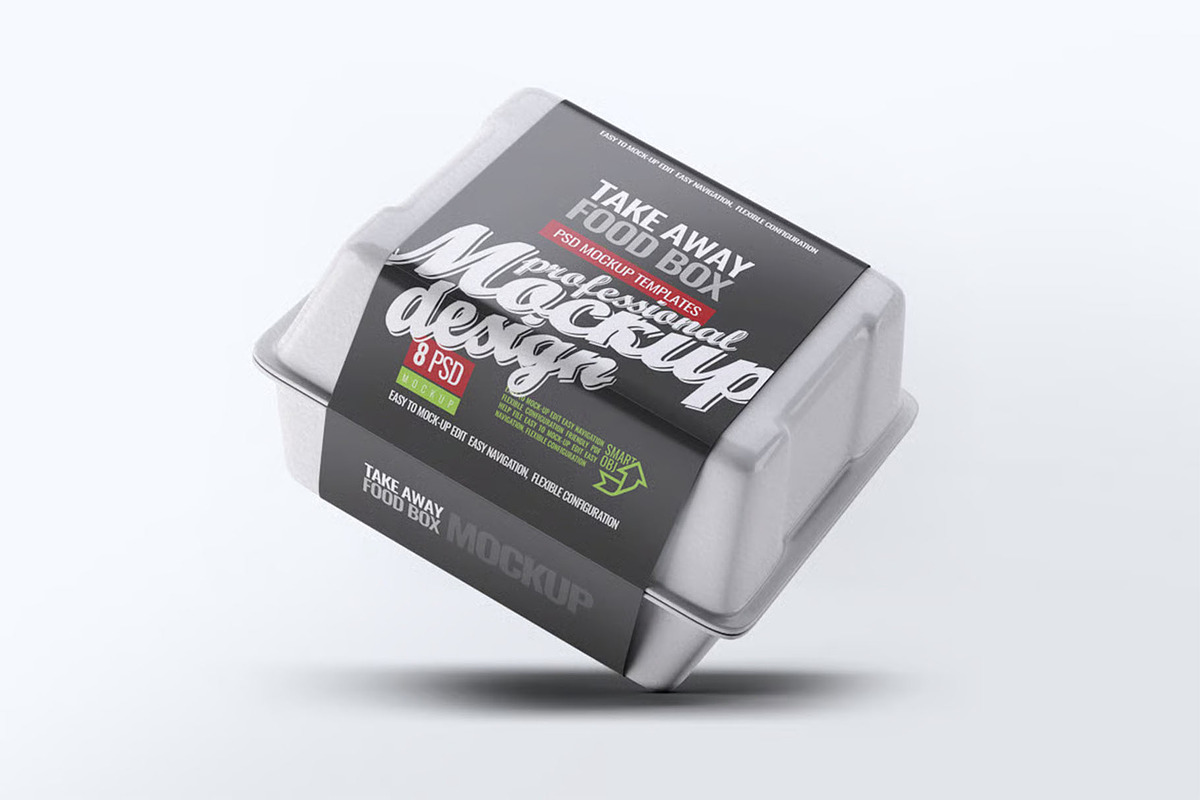 Take Away Food Box Mock-Up, a Packaging Mockup by DesignRushMarket (Photo 3 of 8)