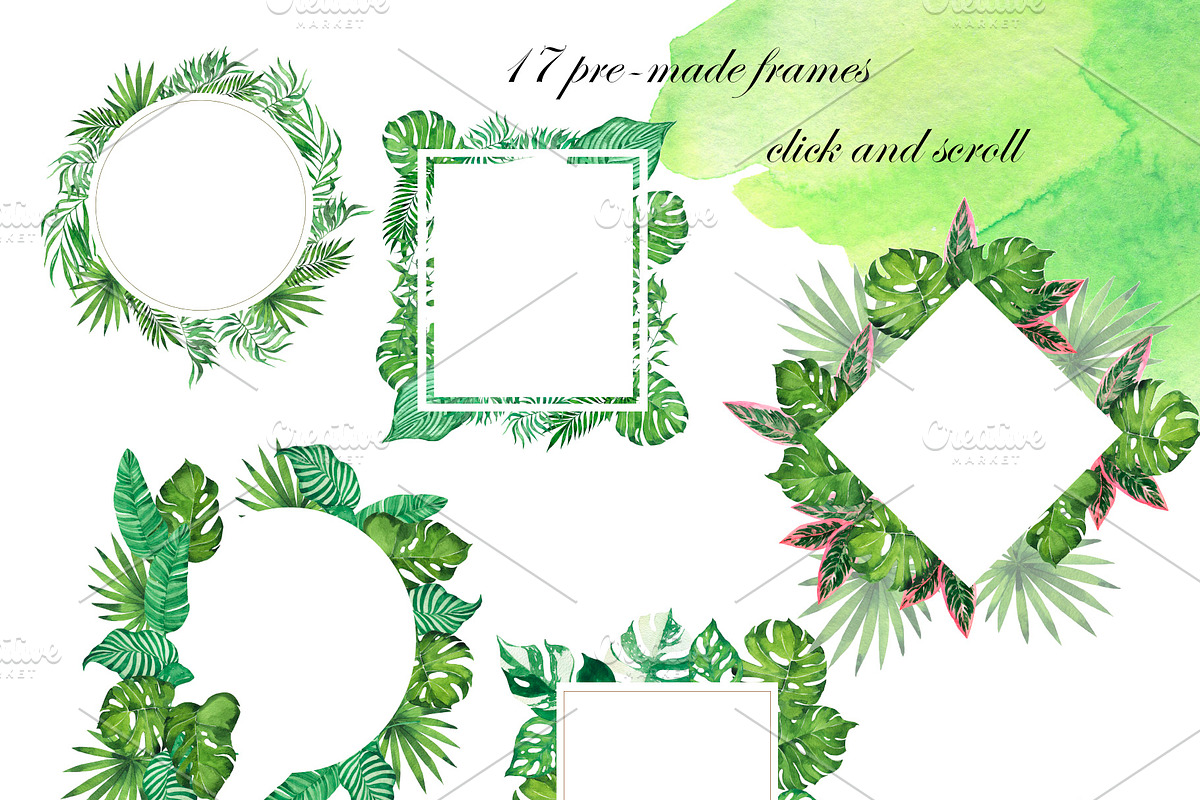 Watercolor jungle set, an Illustration by Watercolor & sketches (Photo 7 of 13)