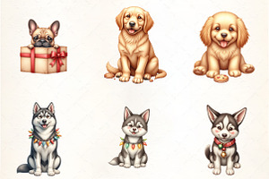 Funny Christmas Dog Portraits, an Illustration by CrexoraLab