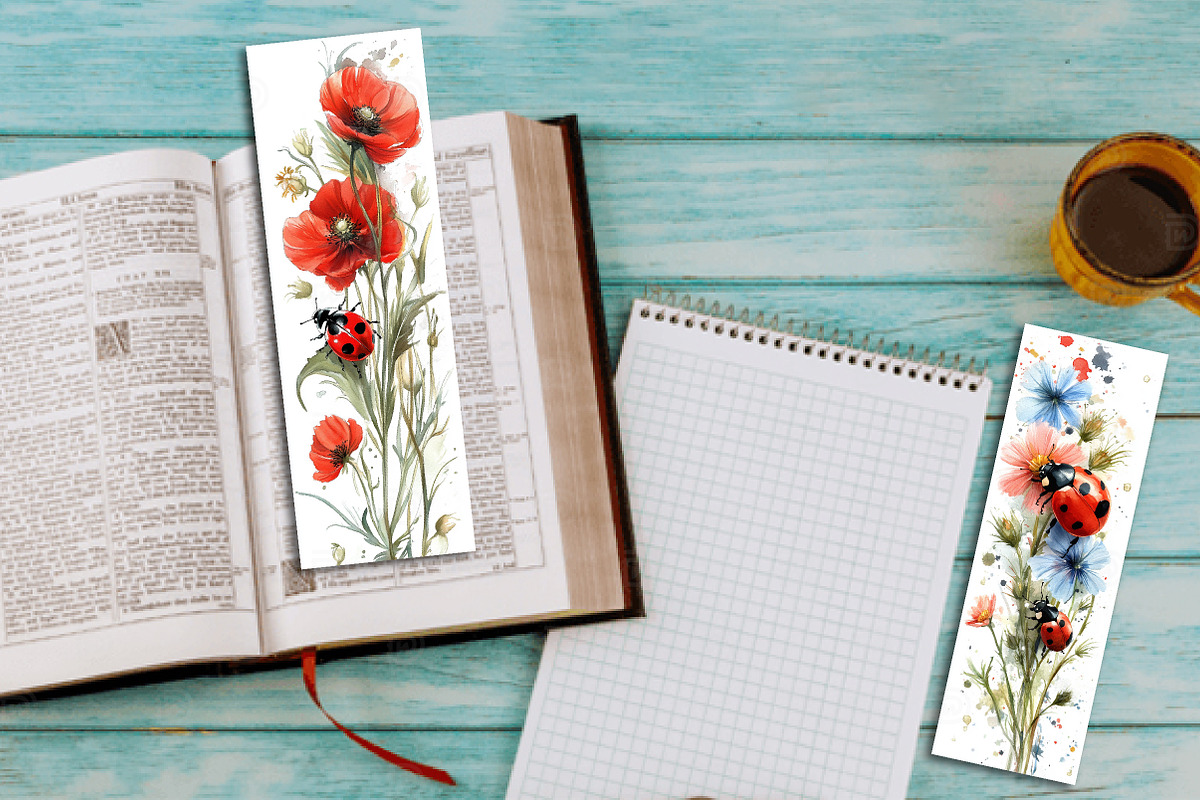 ladybug Printable Bookmarks, an Illustration by Watercolor design (Photo 2 of 3)