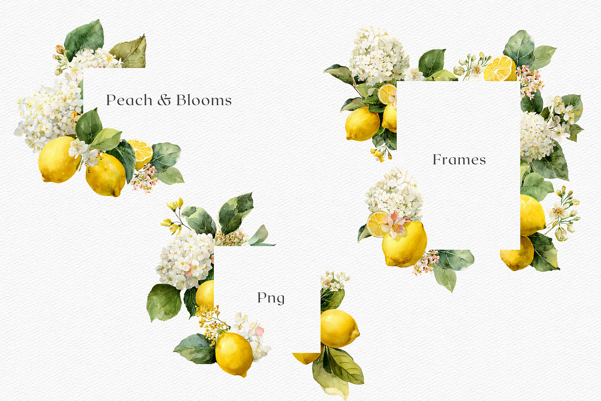 Watercolor Lemons & Hydrangeas, a Decorative Illustration by ThaismotaCreativeCo (Photo 7 of 12)
