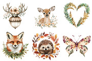 Watercolor Boho Woodland Clipart, a Seasonal Illustration by CitraGraphics (Thumbnail 2 of 6)