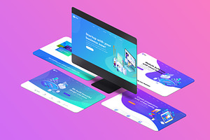 Isometric IMac Website Mockup