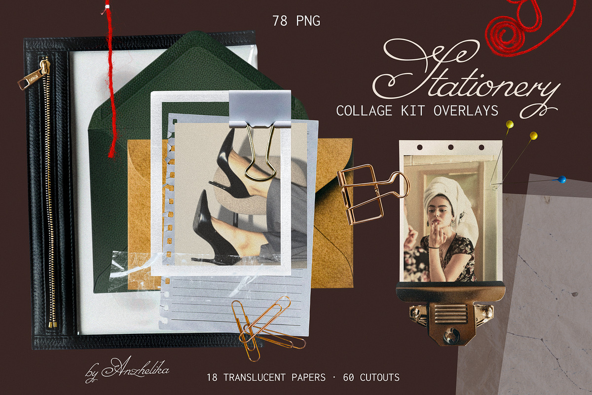 Stationery collage kit OVERLAYS, an Object Graphic by Anzhelika (Photo 1 of 10)