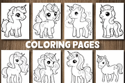 Cute Unicorn Coloring Pages for Kids, an Animal Illustration by Design Station (Thumbnail 4 of 4)