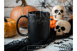 Matte Black Halloween Mug Mockup, a Product Mockup by MockupWizard