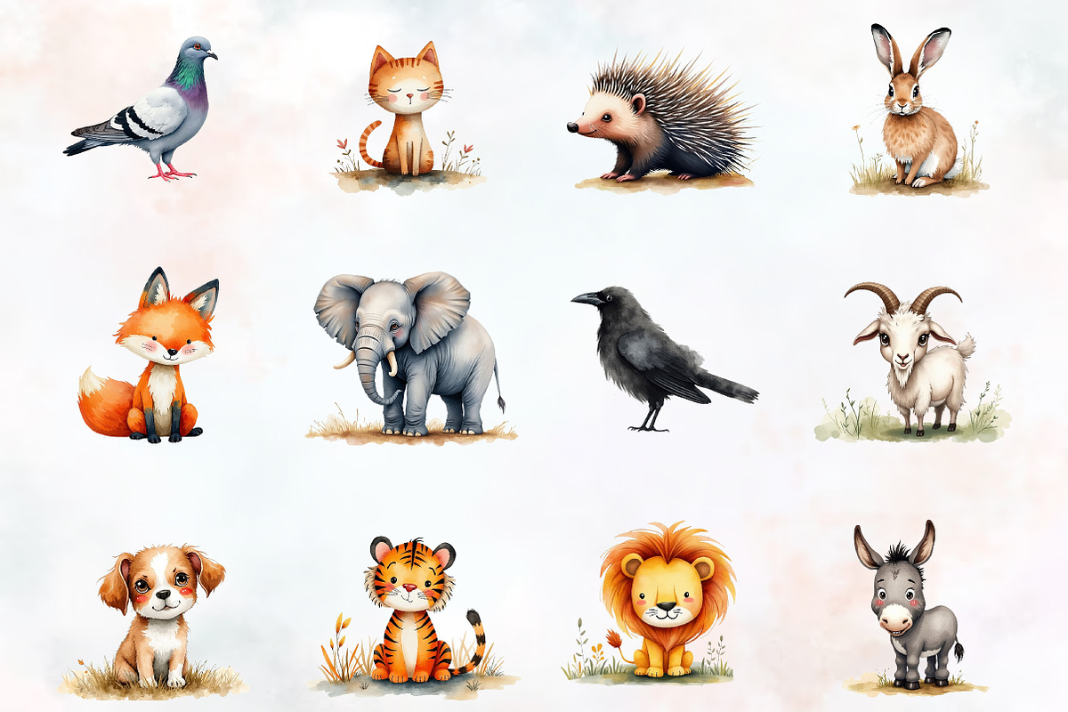 Minimalist Cartoon Animals Clipart, an Illustration by RobertsArt (Photo 5 of 7)