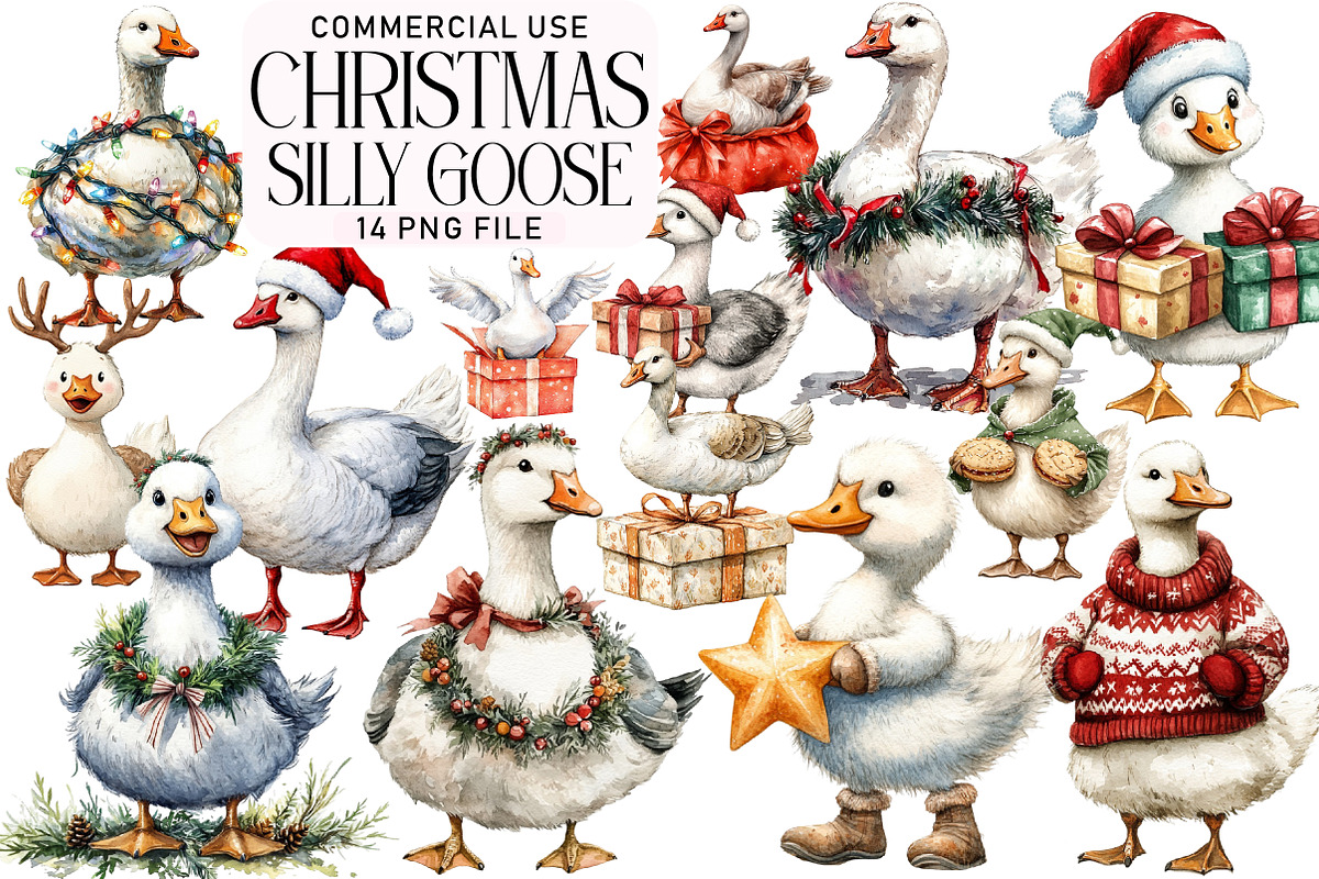 Christmas Silly Goose Clipart, an Illustration by Daily.Designs (Photo 1 of 4)