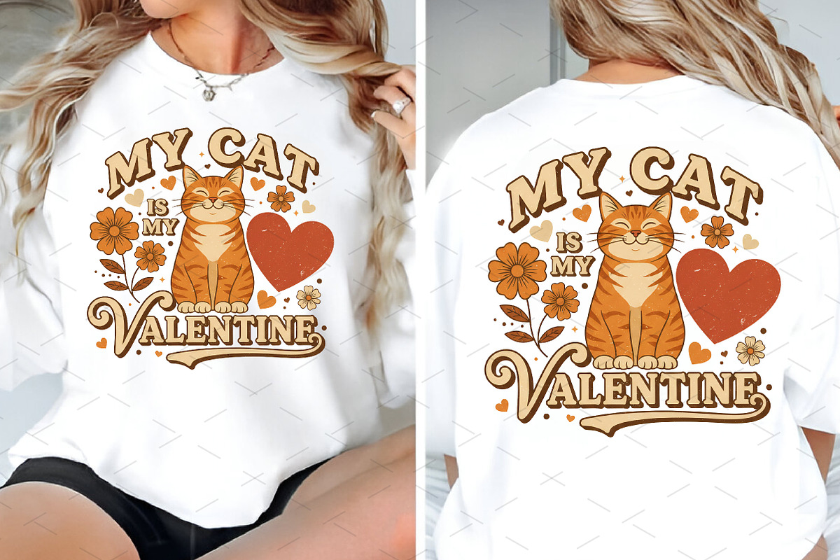 My Cat Is My Valentine Sweatshirt PN, a Graphic by Libby Wishes (Photo 1 of 7)