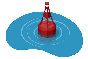 A prominent red Isometric navigation, an Object Illustration by Golden Sikorka