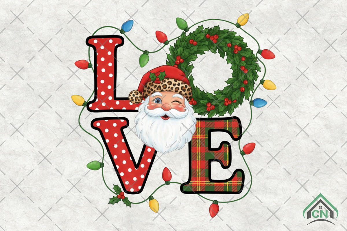LOVE Santa Christmas PNG, an Illustration by Craft Nest (Photo 1 of 6)