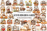 Cute Autumn Hedgehog Garden Clipart, an Illustration by Designworld (Thumbnail 1 of 5)